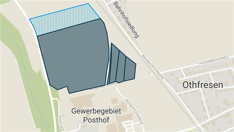Wie soll es mit dem Gewerbegebiet Posthof weitergehen? Die Grafik zeigt die mögliche Erweiterungsfläche des Gewerbegebiets. Die schraffierte Fläche will die Gemeinde Liebenburg erwerben.