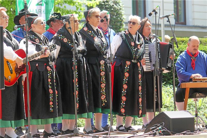 Hunderte beim 40. Harzer Heimattag in Bad Harzburg Die Harzer Roller, Brauchtumsgruppe des Zweigvereins Harlingerode, sind die Lokalmatadore auf der Bühne im Badepark.
