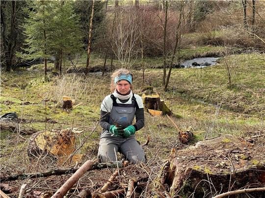 Die Helfer des Bergwaldprojekts pflanzen derzeit auch zahlreiche Laubbäume neu, wie im Bild in der Nähe des Brunnenbachs. Foto: Eggers