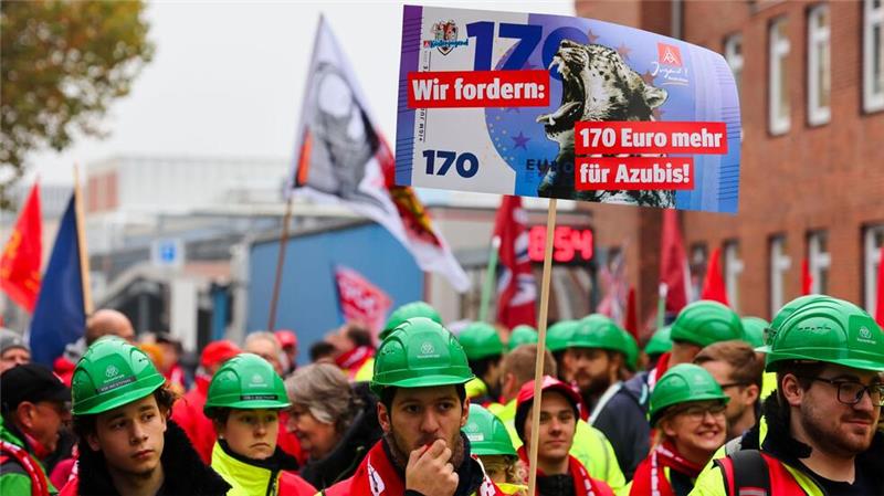 Keine Einigung bei Metall-Tarifverhandlungen im Norden Die IG Metall fordert eine Lohnerhöhung von 7 Prozent und eine Erhöhung der Ausbildungsvergütung um 170 Euro bei einer Laufzeit von zwölf Monaten.