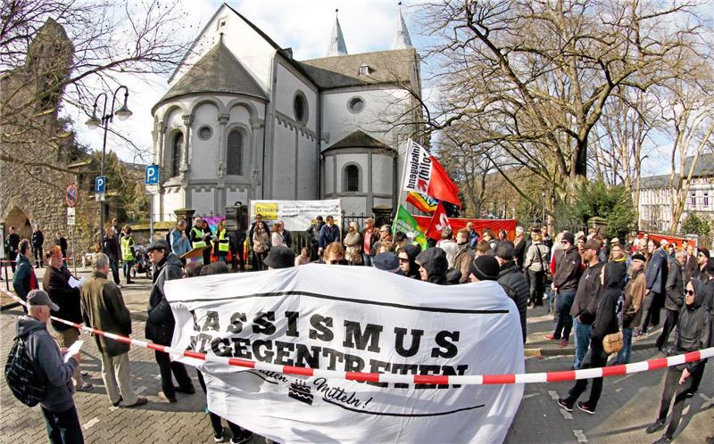 Die Kundgebung des Goslarer Bündnisses gegen Rechtsextremismus Anfang April in Goslar. Die Teilnehmer reagierten auf die Kundgebung der NPD.  Foto: Epping