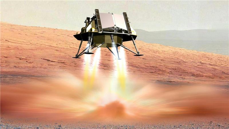 Airbus baut Landeplattform für europäischen Mars-Rover Die Landung auf dem Mars gilt als sehr herausfordernd (grafische Darstellung)