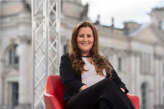 Die Linke-Parteivorsitzende Janine Wissler beim ARD-Sommerinterview.
