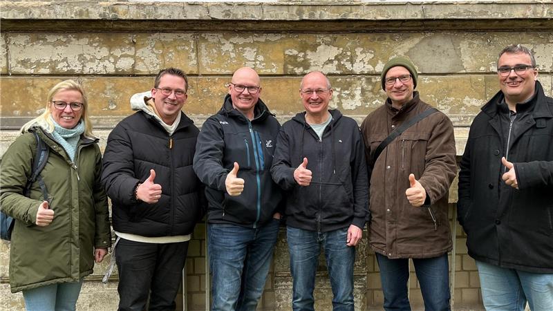 Die Projektbeteiligten (v.l.): Gundula van Haßelt (Regionalverband), Fabian Degen (Wirtschaftsregion Helmstedt), Martin Silberborth (Harzer E-Bike), Professor Mark Vollrath (TU Braunschweig), Thomas Sturm (Energie-Ressourcen-Agentur), Daniel Tomowski (Wirtschaftsförderung Region Goslar).