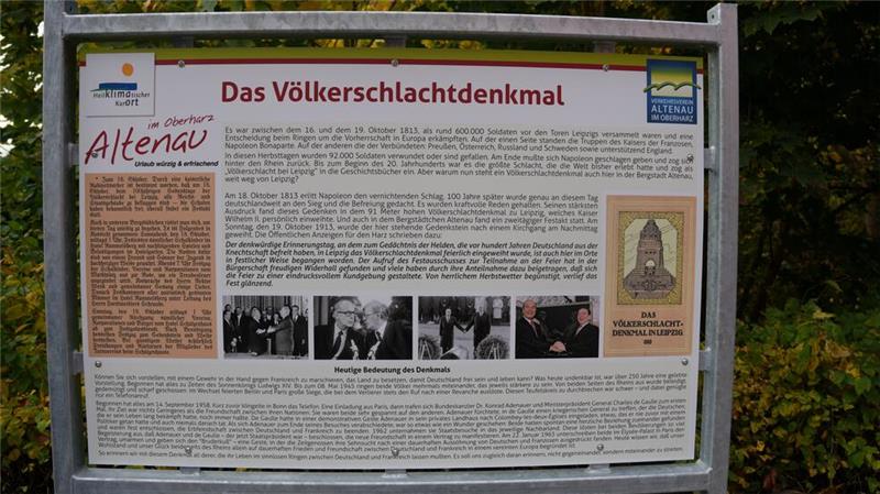 Was hat die Völkerschlacht bei Leipzig mit Altenau zu tun? Die Schautafel klärt das Rätsel, was Altenau mit der Völkerschlacht bei Leipzig zu tun hat.