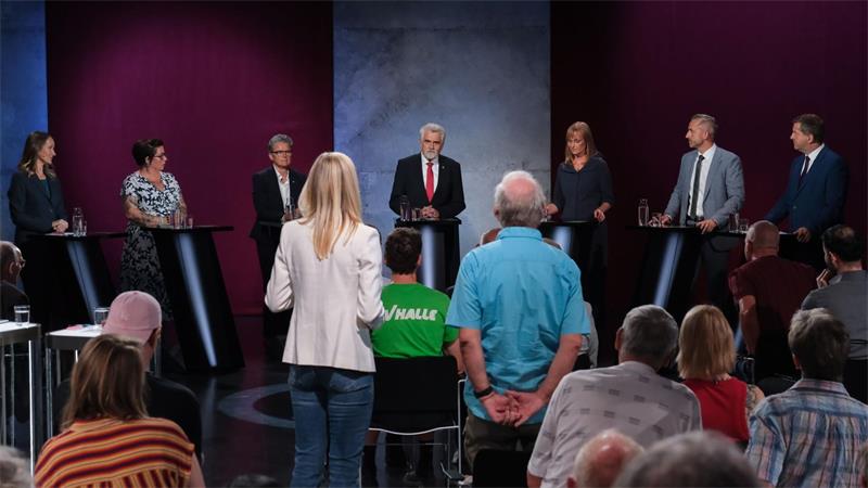 Die Spitzenkandidaten zur Landtagswahl in Sachsen-Anhalt stellten sich den Fragen aus dem Publikum. 
