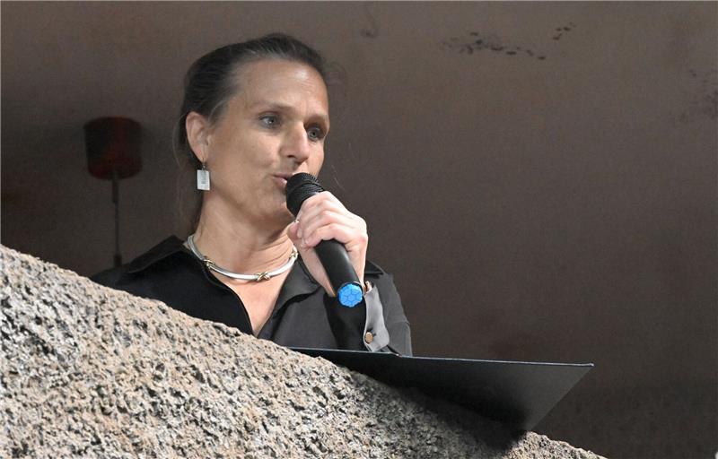 Deutscher Pavillon eröffnet bei Kunstbiennale Die Staatsministerin Katja Keul (Bündnis 90/Die Grünen) bei der offiziellen Eröffnung des Deutschen Pavillons bei der Kunstbiennale in Venedig.
