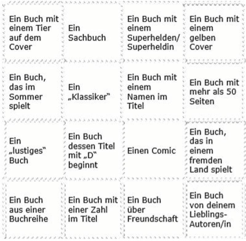 Bibliothek startet ihre Sommer-Lese-Aktion Die Stadtbibliothek lädt zum Lesebingo. Jene Kategorien gilt es, zu erfüllen. Foto: Privat