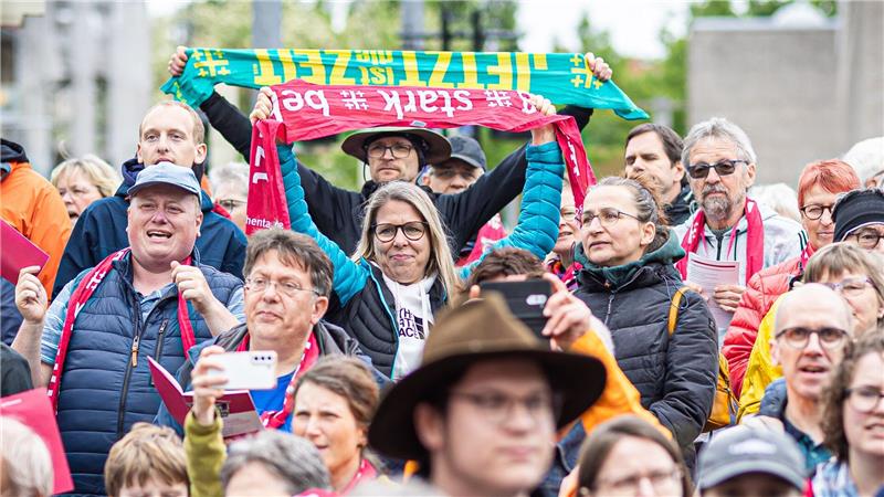 Die Stimmung beim Kirchentag war friedlich und fröhlich.