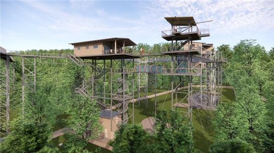 Die Wipfelerlebniswelt soll an der Stelle gebaut werden, an der bisher noch der Hochseilgarten steht.