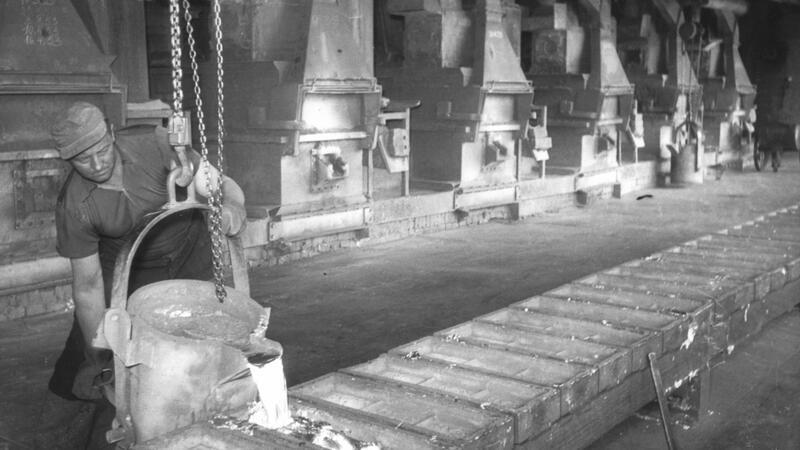 Die Zinkhütte zwischen Oker und Harlingerode im Jahr 1953 – einige Jahre nach dem Einsatz von Zwangsarbeitern.