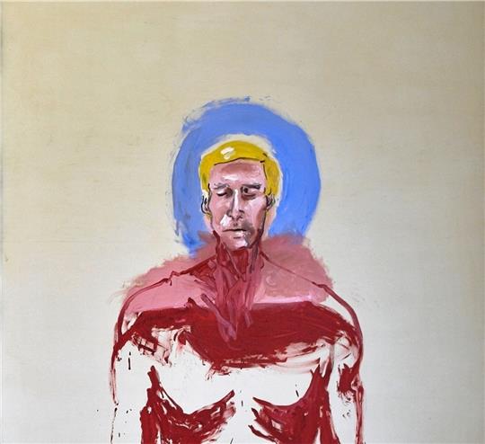 Die acht monumentalen Gemälde der Serie „Versions of Chuck“ von Julian Schnabel waren bereits vor 15 Jahren im Schloss Derneburg zu sehen, sie waren Bestandteil der Eröffnungsausstellung. Zum 15. Geburtstag werden sie nun erneut gezeigt, um Skulpturen und weitere Arbeiten ergänzt. Nebenstehendes Gemälde trägt den Titel „Versions of Chuck 4“ (Detail), 2003. Hall Collection. Courtesy Hall Art Foundation. Foto: © Künstler