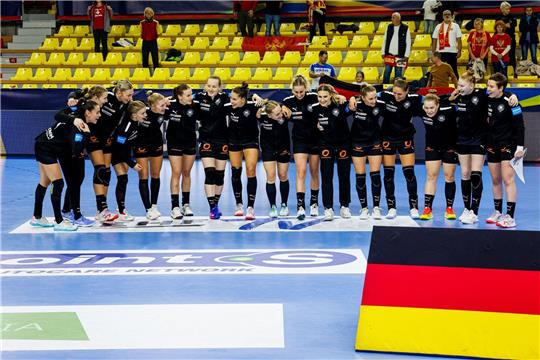 Die deutschen Spielerinnen vor dem Spiel gegen Frankreich.