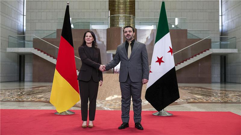 Faeser holt geplatzten Kurzbesuch in Syrien nach Die geschäftsführende Außenministerin, Annalena Baerbock (Grüne), traf am 20. März in Damaskus ihren syrischen Amtskollegen, Asaad al-Schaibani. Er gehört auch der neuen Übergangsregierung an. (Archivfoto)