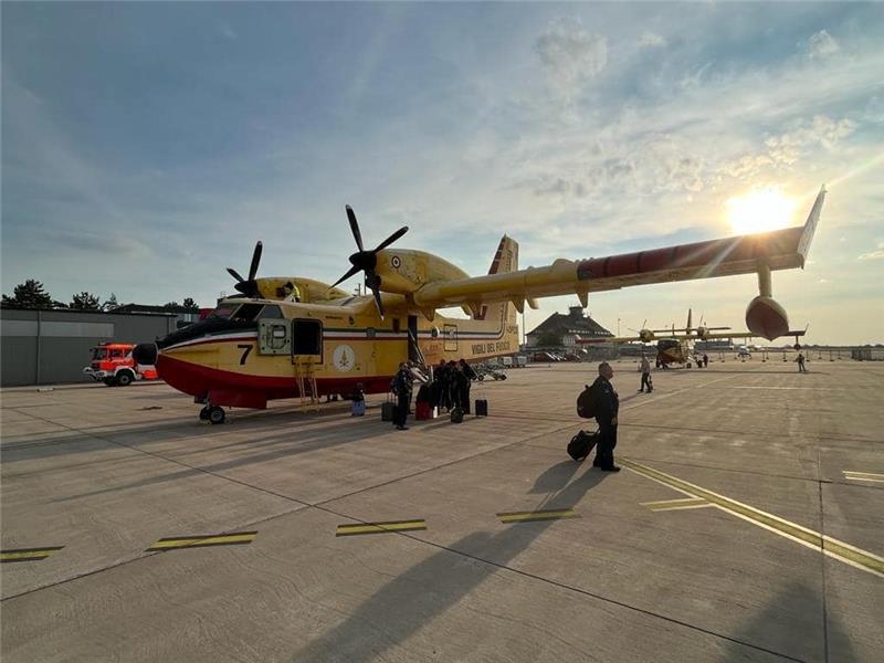 Brocken-Brand: Löschflugzeuge nach Harz-Einsatz zurück in Rom Die italienichen Löschflugzeuge waren am Sonntagabend in Braunschweig angekommen. Foto: KBM Kai-Uwe Lohse