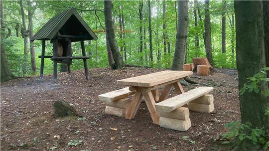 Die neuen Holzbänke am Walderlebnispfad laden schon zum Verweilen ein.