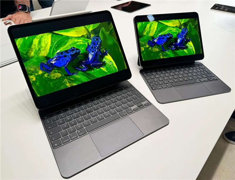 Apple macht iPad stärker zur Notebook-Konkurrenz Die neuen iPad Pro-Modelle auf einem Event von Apple.