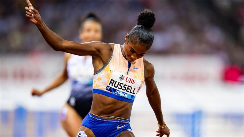Die schnellste Frau über 100 Meter Hürden: Masai Russell aus den USA.