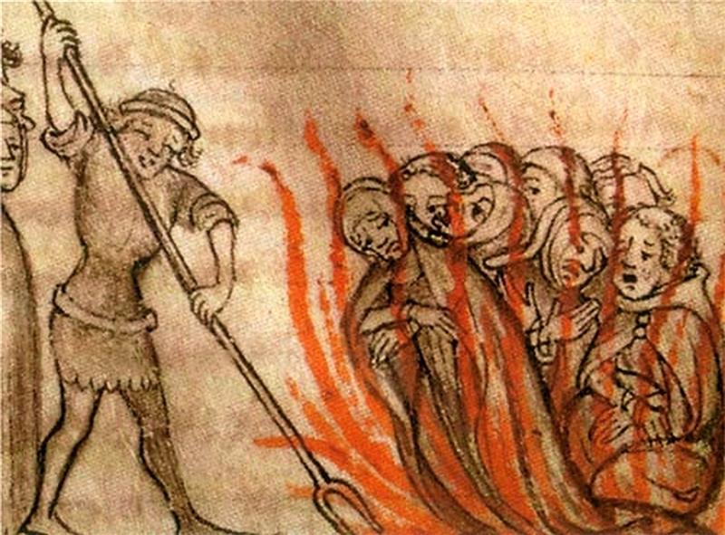 Echte Ketzer oder zur falschen Zeit gefastet? Die übliche Hinrichtungsform für Ketzer: Das Verbrennen auf dem Scheiterhaufen. Abbildung: Wikimedia