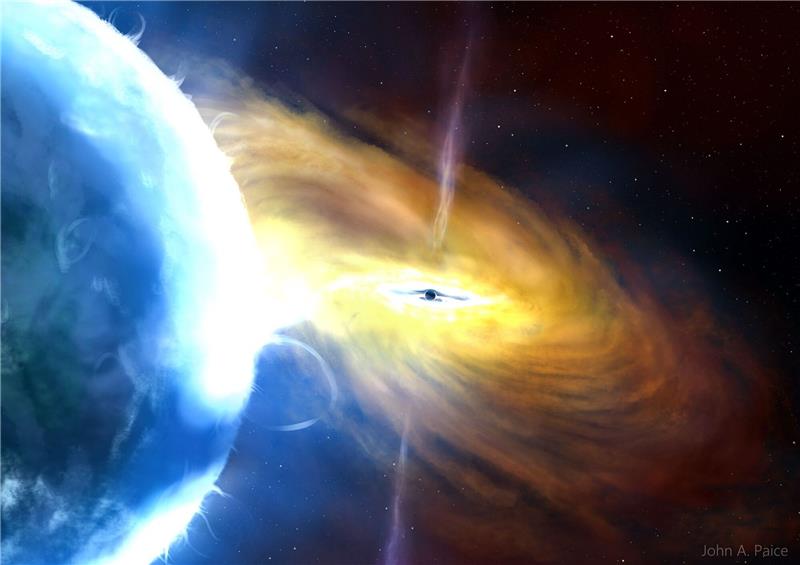 Rekord-Knall: Größte jemals beobachtete Explosion im Kosmos Die von der Universität von Southampton herausgegebene Illustration zeigt eine künstlerische Darstellung der gravitationsbedingten Massenzunahme durch Aufsammeln von Materie eines Schwarzen Lochs.