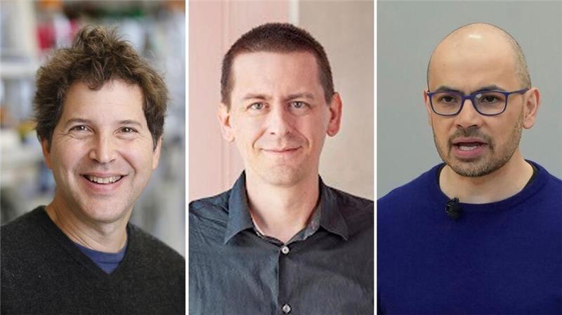 Chemie-Nobelpreis für Vorhersage und Bau von Proteinen Diese Bildkombo zeigt die frisch gekürten Chemie-Nobelpreisträger David Baker (l-r), John Jumper und Demis Hassabis.