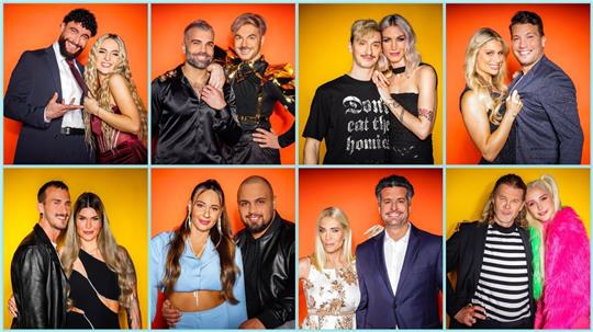 Diese Paare sind 2024 in der RTL-Show «Das Sommerhaus der Stars - Kampf der Promipaare» dabei: Influencer Umut Tekin und Emma Fernlund, Rafi Rachek und Reality-Icon Sam Dylan, Model und Influencerin Tessa Bergmeier und Freund Jakob, Vanessa Schmitt und Raúl Richter (V.u.l.): Freund Michael und Reality-Personality Gloria Glumac, TV-Sternchen Alessia Herren und Partner Can, Designerin Sarah Kern und Tobias Pankow, Model Theresia Fischer und Stefan Kleiser. (zu dpa: ««Sommerhaus der Stars» mit Sarah Kern und gleich zwei «GNTM»-Models»)