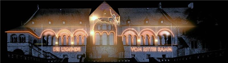 Das Stadtjubiläum startet erst im Frühling durch Dieses Beispielbild von der Kaiserpfalz zeigt, auf was sich die Menschen im Frühjahr beim Kaiserpfalz-Video-Mapping freuen können. Foto: GMG