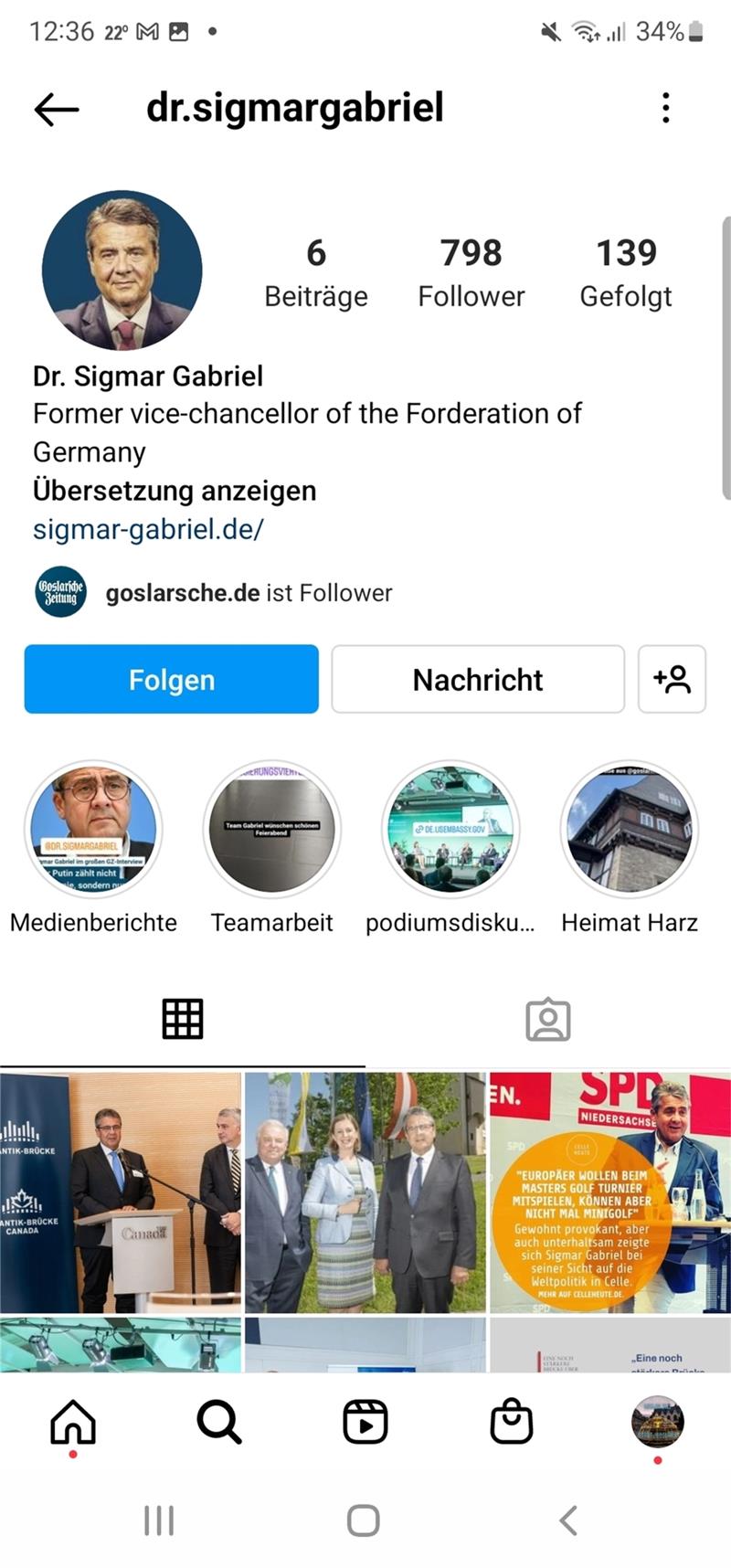 Wer steckt hinter dem Instagram-Profil „dr.sigmargabriel“? Dieses Fake-Profil von Sigmar Gabriel sorgt für Gesprächsstoff.