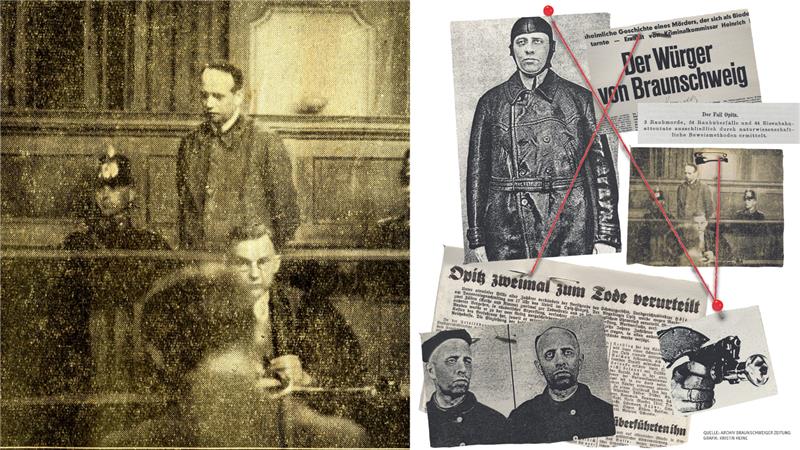 Dieses alte Zeitungsfoto zeigt Friedrich Opitz 1937 auf der Anklagebank während des Prozesses vor dem Braunschweiger Landgericht. Foto: Archiv Braunschweiger Zeitung / FMN