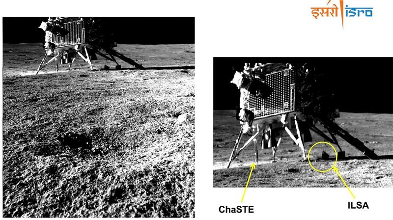 Indien hofft auf Kommunikation mit Mond-Ausrüstung Dieses von der Indischen Weltraumforschungsorganisation (ISRO) zur Verfügung gestellte Bild zeigt den Lander aus Perspektive des Rovers.
