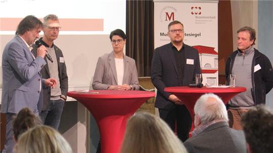 Diskutieren über Bündnisse und das Welterbe (v.l.): Burghardt Sonnenburg, Johannes Großewinkelmann, Carola Schmidt, Steve Ittershagen und Ulrich Reiff.