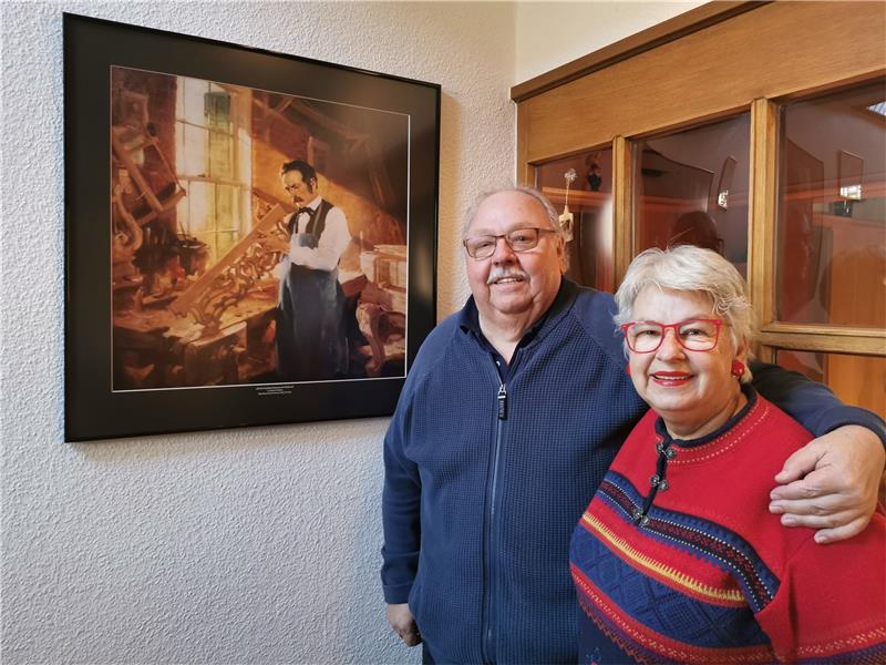 Wie der Steinway-Flügel nach Wolfshagen kam Ebenfalls am 16. Dezember 2011 erwerben Bernd und Ulla Klingebiel das Gemälde von Heinrich Engelhard Steinweg, eine Reproduktion von Charles E. Chambers. Foto: Heinichen
