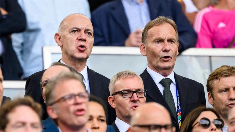 „Eckpunkte“-Einigung mit Klopp: Bernd Neuendorf (l) und Hans-Joachim Watzke haben in New York ihr Ziel erreicht. (Archivbild) 