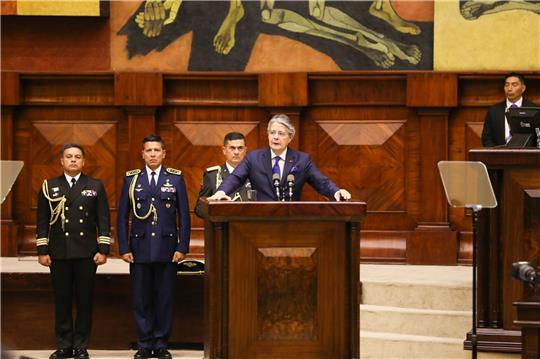 Ecuadors Präsident Guillermo Lasso während einer Sitzung der Nationalversammlung.