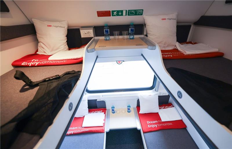 Ein Abteil im neuen «Liegewagen comfort» des Nightjets der Österreichischen Bundesbahn.