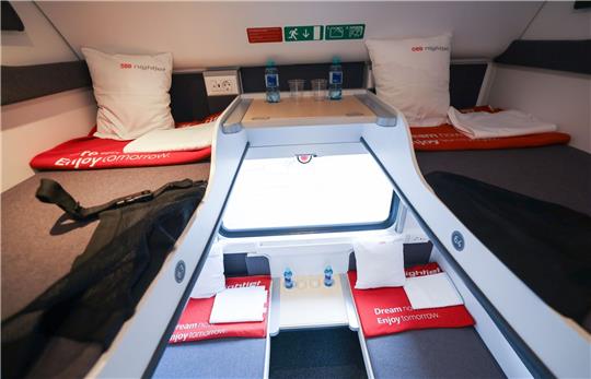 Ein Abteil im neuen «Liegewagen comfort» des Nightjets der Österreichischen Bundesbahn.