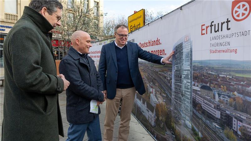 Erfurt oder Halle wollen Konzernzentrale der Deutschen Bahn Ein Bahntower in Erfurt? Zumindest als Bildmontage ist die Idee bereits Realität.