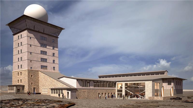 Ein Gebäude mit einem Turm.