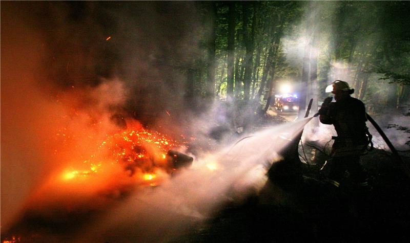 Waldbrandgefahr und trockene Böden: Was sind die Folgen? Ein Feuerwehrmann löscht im Sauerland einen Waldbrand. Experten mahnen zur Vorsicht.