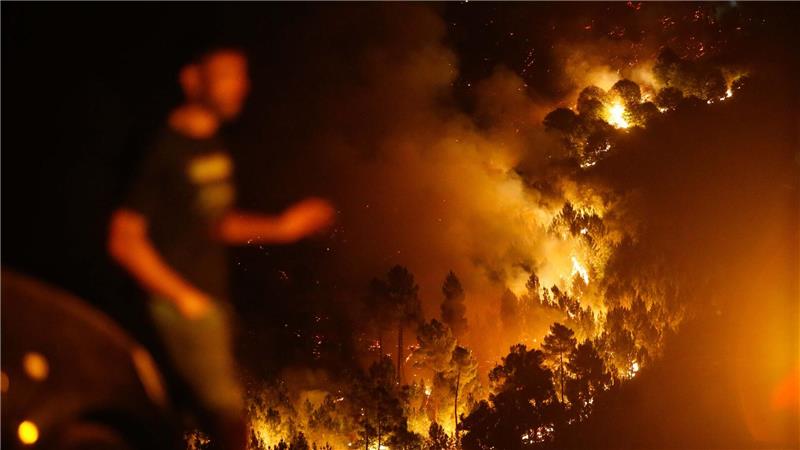Ein Mann in der Nähe des Brandes von Quiroga. Quiroga ist der am stärksten von den Bränden in Ourense betroffene Bezirk in der Provinz Lugo.