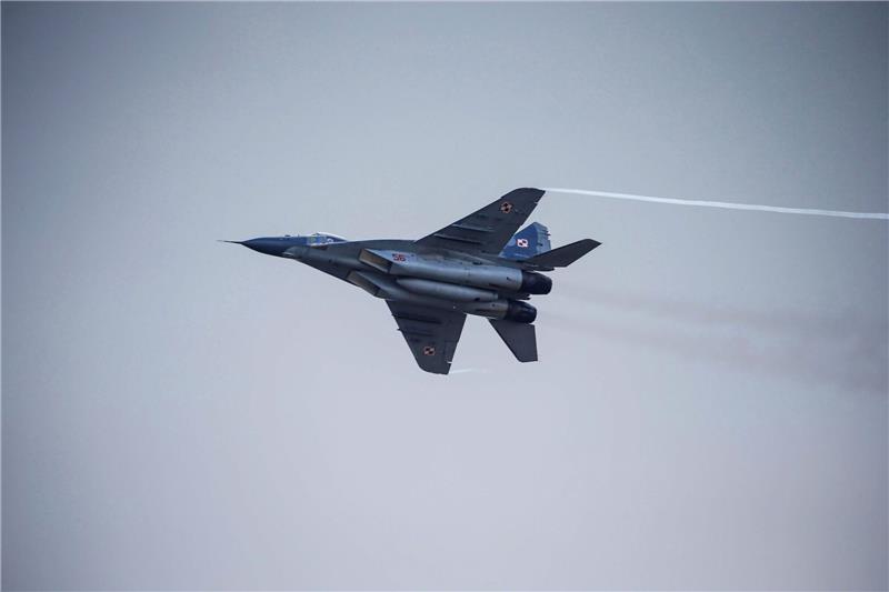 Polen will in Kürze vier Kampfjets an Ukraine liefern Ein MiG-29-Kampfjet der polnischen Luftwaffe bei einer Luftfahrtschau.