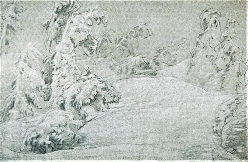 Ein Pastell von Adolf Rettelbusch aus dem Jahr 1927 mit dem Titel „Am Brocken im Winter“. Foto: Kulturhistorisches Museum Magdeburg