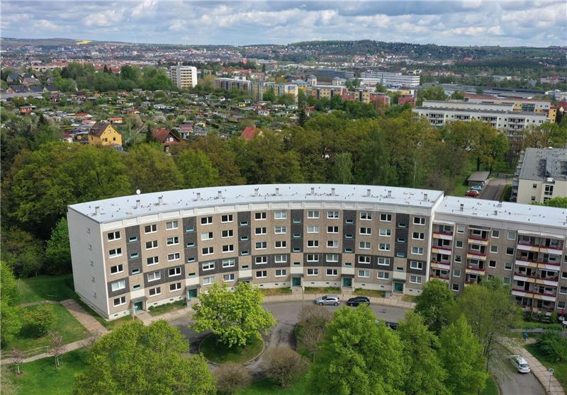 Ein Plattenbau in Gera Lusan, der mittlerweile unter Denkmalschutz steht.