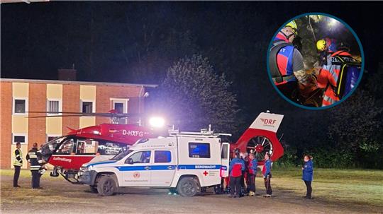 Ein Rettungshubschrauber aus Hannover brachte den Verletzten ins Krankenhaus. Fotos: Bergwacht