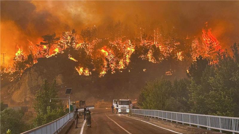 Keine Entwarnung bei Waldbränden - Tote in der Türkei Ein Waldbrand wütet in einem Waldgebiet in der Nähe des Dorfes Cavuslar im Bezirk Karabuk im Nordwesten der Türkei
