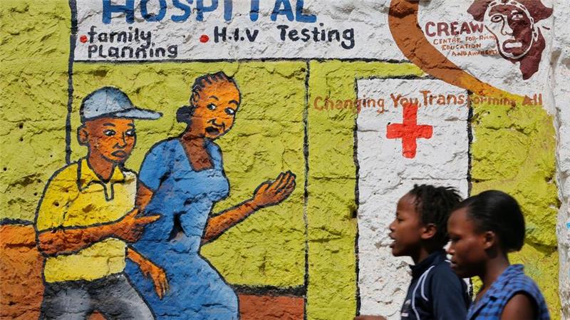 Ein Wandgemälde macht auf HIV/Aids in Afrika aufmerksam (Archivbild)