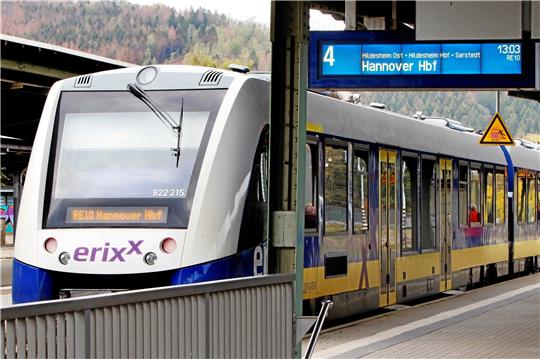 Ein Zug des Bahnbetreibers Erixx im Bahnhof Goslar.  Archivfoto: Epping