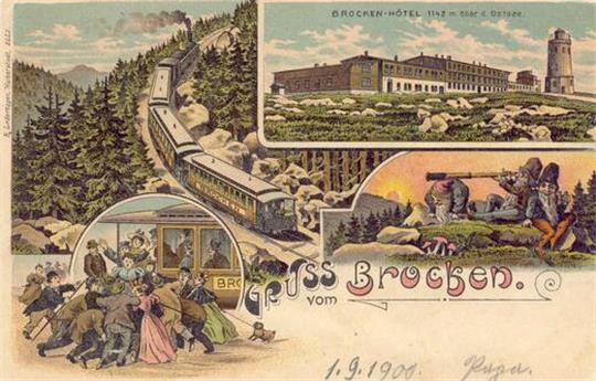 Ein beliebtes Reiseziel ist der Brocken seit jeher. Diese Postkarte stammt aus dem Jahr 1900. Der Tourismus im Harz begann aber schon 200 oder 300 Jahre früher, berichten Experten.
