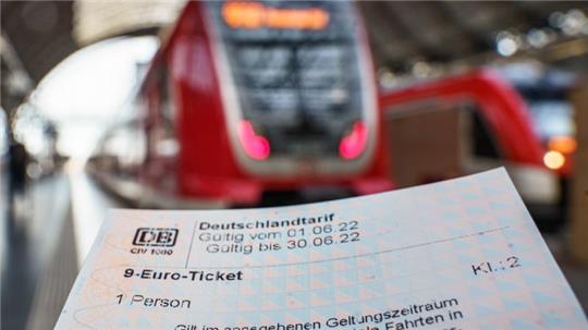 Ein frisch erworbenes 9-Euro-Ticket, aufgenommen im Frankfurter Hauptbahnhof. Foto: Frank Rumpenhorst/dpa