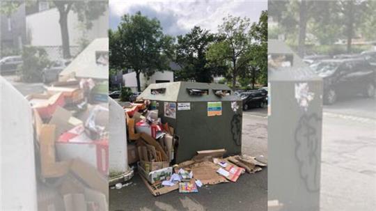 Ein überfüllter Altpapiercontainer hinter der Kreismusikschule in Goslar. Das Foto stammt aus der vorletzten Woche.